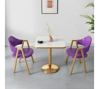 Table de salle à manger carrée moderne avec socle doré et chaises rembourrées incluses pour le salon et la salle à manger
