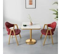 Table de salle à manger carrée moderne avec socle doré et chaises rembourrées incluses pour le salon et la salle à manger