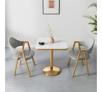 Table de salle à manger carrée moderne avec socle doré et chaises rembourrées incluses pour le salon et la salle à manger