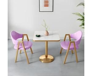 Table de salle à manger carrée moderne avec socle doré et chaises rembourrées incluses pour le salon et la salle à manger