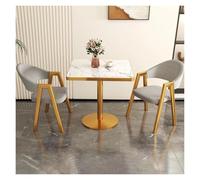 Table De Salle À Manger Carrée Moderne for 2 À 4 Personnes, Table De Bistro De Loisirs avec Base en Métal Doré, Plateau Effet Faux Marbre for Dîner, Bar, Cuisine, Boulangerie(3pcs)