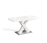Vicco Table de Salle à Manger Chinto, Blanc, 120x80cm Extensible, avec piètement en X et mécanisme d’Extension synchronisé
