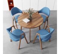 Table de salle à manger compacte avec 4 chaises à dossier doux, mobilier de réception bleu moderne pour la maison ou le café