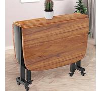 Table de salle à manger compacte et extensible en bois marron avec roulettes, 120 x 70 cm, peu encombrante, table de cuisine pliante polyvalente pour petits espaces, idéale pour la salle à manger et