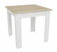 Table de salle à manger, cuisine, plateau en chêne Sonoma, table à manger, 80 x 80 x 75 cm, épaisseur 18 mm, cuisine, salon, chêne Sonoma et blanc