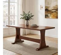 Table de salle à manger de 160 cm avec 6 chaises, ensemble table et chaises en MDF pour 6 personnes, mobilier de salle à manger de style rustique moderne (table de salle à manger marron)