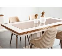 Table de salle à manger de luxe Table en verre beige Table en bois Designer Tischer Möbel Küche