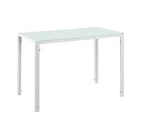 Table de Salle à Manger Design Meuble Minimaliste pour Cuisine Salon Plateau en Verre Pieds en Acier 105 x 60 x 75 cm Blanc