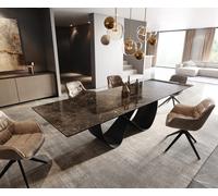 Table de salle à manger Edge Céramique Emperador Extra Lucidato Brun foncé 200-300x100 Infinity Métal Noir extensible
