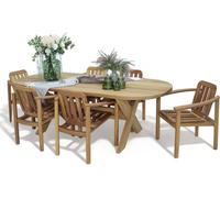 Table de salle à manger élégante 6x chaises en bois Meubles de jardin Designer complet 7pcs