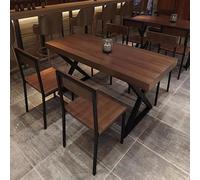 Table De Salle à Manger en Bois Massif, Table De Cuisine Rectangulaire Industrielle De 160 Cm avec Pieds Croisés en Métal, Table De Bar One Color 140 * 70 * 75cm/55.1 * 27.6 * 29.5in