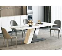 Table de salle à manger en marbre Tables de bonzes Salle de séjour Italie Luxe Designer Acier inoxydable Nouveau