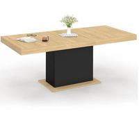 Table de salle à manger extensible 160-200 cm – Table de salle à manger rectangulaire moderne pour 6 à 10 personnes – Plateau en bois avec pied central noir – Table design pour la cuisine et la salle 