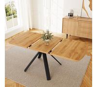 Table de salle à manger extensible 4 à 6 places, table de cuisine réglable de 120 à 160 cm, plateau moderne effet bois avec pieds en métal noir, meuble élégant pour salon et salle à manger