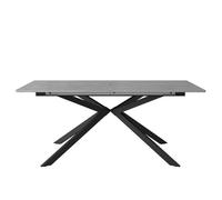 Table de Salle à Manger Extensible Auto 150-180x70x76cm- Rectangulaire Noir et Gris- Piètement Croisé- Table Basse et Loisirs