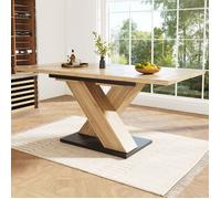 Table de Salle à Manger Extensible,Capacité de 4 personnes,Plateau de 119 à 158.5 cm,Style Industriel,Table de Cuisine,Bois et Noir