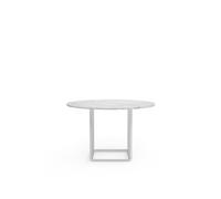 Table de Salle à Manger Florence de New Works , Ø120 Cm, en Marbre Blanc de Carrare avec Cadre Blanc .