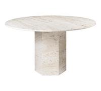 Table de Salle à Manger Gubi Epic Ø130 Blanc/Travertin