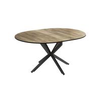 Table de salle à manger Loyd, 120x76.5cm extensible, Chêne rustique/Noir, Vicco 51777