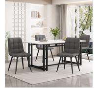 Table de salle à manger noire 140 x 80 cm avec 4 chaises assorties, ensemble table et chaises de cuisine moderne, chaises de sal