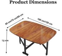 Table de salle à manger pivotante et pratique en bois massif pour 4 à 6 personnes, équipée de roulettes, idéale pour une cuisine-séjour ou un restaurant, brun foncé, 100 x 60 x 75 cm.