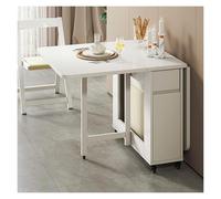 Table de salle à manger pliable extensible avec 6 chaises en cuir microfibre, idéale pour les petits espaces, appartements, événements, dortoirs et usage domestique (finition naturelle)