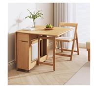 Table de salle à manger pliable extensible avec 6 chaises en cuir microfibre, idéale pour les petits espaces, appartements, événements, dortoirs et usage domestique (finition naturelle)