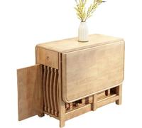 Table de salle à manger pliante avec tiroir et siège de rangement pour 4 personnes - Design feuilles tombantes peu encombrantes pour un espace de vie compact