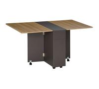 Table de salle à manger pliante HOMCOM sur roulettes avec rangement 2 tiroirs et 1 placard 76 x 140 x 74 cm