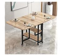 Table de salle à manger pliante portable sur roulettes pour 2 à 6 personnes, table console pour cuisine et salle à manger avec 2 étagères Sto idéale pour les petits (couleur)
