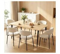 Table de salle à manger pliante pour 4 à 6 personnes, table de salle à manger rectangulaire en bois de chêne naturel, 160 cm, pieds effilés en métal noir, cuisine stable et robuste pour les dîners de