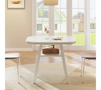 Table de salle à manger pour 2 à 4 personnes - Table de cuisine rectangulaire - 80 × 60 × 76 cm - Tablette - Plateau en bois, piètement en métal - Design moderne - Blanc