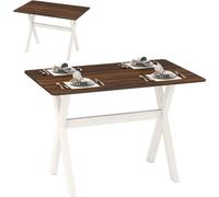 Table de salle à manger pour 4 à 6 personnes, dimensions 110 x 71 cm. Table de cuisine vintage, table de salle à manger gain de place avec pieds en bois en forme de "X", idéale pour le salon ou le res