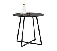 Table de Salle à Manger pour Petite Cuisine Table Ronde Stylée Structure en Métal Plateau en MDF 78 x 80 cm Noir