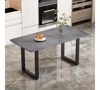 Table de salle à manger rectangulaire 120 x 80 cm pour 4 à 6 personnes, table de cuisine au design industriel moderne, plateau robuste en aggloméré gris, piètement en métal avec patins de protection