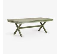 Table de salle à manger rectangulaire extensible en aluminium Karena Vert Olive Intense 240 - 300 x 100 cm
