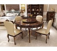Table de salle à manger ronde 6 chaises Chaise Salle à manger complète Ensemble baroque rococo nouveau