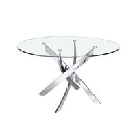 Table à manger ronde verre trempé et acier chromé 1061-Ø140 - ANGEL CERDÁ