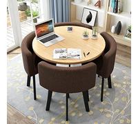 Table de salle à manger ronde compacte pour 4 personnes - Meubles polyvalents pour bureau, réunion et salon à la maison avec chaises, parfait pour un café, un balcon et une salle de pause