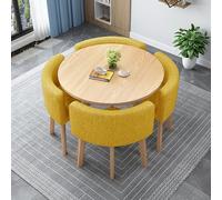 Table de salle à manger ronde de 80 cm avec 4 chaises à roulettes - Parfait pour la maison, le bureau, la salle de conférence, la salle de conférence, design peu encombrant pour salle à manger et