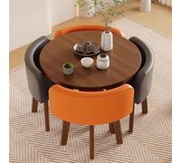 Table de salle à manger ronde de cuisine avec 4 chaises, multifonctions, pour salon, bureau et conférence, 80 cm de large x 74,9 cm de haut, PU orange