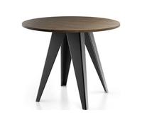 Table De Salle à Manger Ronde De Style Industriel - Moderne - Extensible De 100 Cm à 140 Cm - Pieds Métalliques Noirs - Compact Pour Petite Cuisine