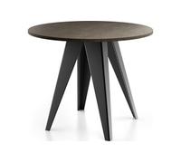 Table De Salle à Manger Ronde De Style Industriel - Moderne - Extensible De 90 Cm à 130 Cm - Pieds Métalliques Noirs - Compact Pour Petite Cuisine Ou