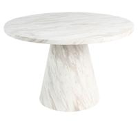 Beliani Table de Salle à Manger Ronde de Style Moderne Base sur Piedestal ⌀ 120 cm Effet Marbre Blanc Mere