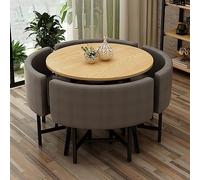Table de salle à manger ronde élégante avec 4 chaises - Idéal pour la cuisine, le petit déjeuner, le bar, le café, le bureau ou le balcon - Design compact et peu encombrant avec revêtement en coton et