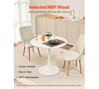 Table de salle à manger ronde en bois de 80 cm de diamètre pour 2 à 4 personnes (table seule)