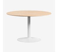 Table de salle à manger ronde en MDF et fer Yvetta Marron Chêne Blanc Ø120 cm