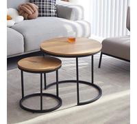 Table de salle à manger ronde - Ensemble de 2 tables - Petite table ronde - Table d'appoint - Table en bois - 60 cm et 40 cm