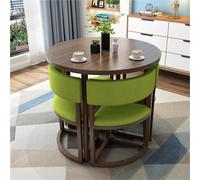 Table de salle à manger ronde et chaises, plateau en bois moderne avec sièges rembourrés et base en métal pour cuisine, salle à manger ou petit appartement