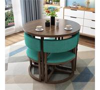 Table de salle à manger ronde et chaises, plateau en bois moderne avec sièges rembourrés et base en métal pour cuisine, salle à manger ou petit appartement